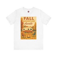 Fall Adventure Awaits T-Shirt | Cozy Autumn Tee for Campers | Vintage Camping Shirt | Unisex Graphic Tee | Outdoor Enthusiast Gift