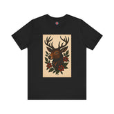 Rustic Deer Graphic Tee, Boho Nature Shirt, Vintage Animal Print Top, Unisex Casual Wear, Perfect for Outdoor Adventures