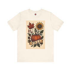 Fall Floral Graphic Tee, Autumn Shirt, Pumpkin Tee, Thanksgiving Gift, Fall Vibes Unisex T-Shirt