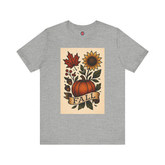 Fall Floral Graphic Tee, Autumn Shirt, Pumpkin Tee, Thanksgiving Gift, Fall Vibes Unisex T-Shirt