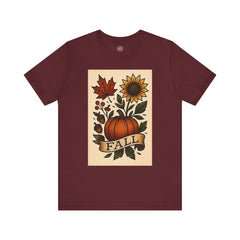 Fall Floral Graphic Tee, Autumn Shirt, Pumpkin Tee, Thanksgiving Gift, Fall Vibes Unisex T-Shirt