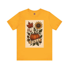 Fall Floral Graphic Tee, Autumn Shirt, Pumpkin Tee, Thanksgiving Gift, Fall Vibes Unisex T-Shirt