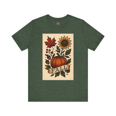 Fall Floral Graphic Tee, Autumn Shirt, Pumpkin Tee, Thanksgiving Gift, Fall Vibes Unisex T-Shirt