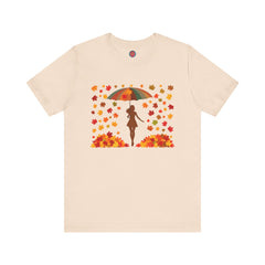 Autumn Umbrella Tee, Cozy Fall Tee, Women's Graphic T-Shirt, Seasonal Casual Shirt, Thanksgiving Apparel, Unique Gift Idea