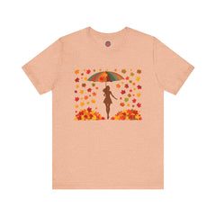 Autumn Umbrella Tee, Cozy Fall Tee, Women's Graphic T-Shirt, Seasonal Casual Shirt, Thanksgiving Apparel, Unique Gift Idea