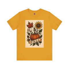Fall Floral Graphic Tee, Autumn Shirt, Pumpkin Tee, Thanksgiving Gift, Fall Vibes Unisex T-Shirt
