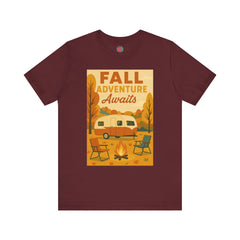 Fall Adventure Awaits T-Shirt | Cozy Autumn Tee for Campers | Vintage Camping Shirt | Unisex Graphic Tee | Outdoor Enthusiast Gift
