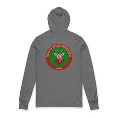 North Pole Reindeer Hoodie - Unisex Long Sleeve Tee for Christmas Celebrations, Cozy Gift for Holidays, Winter Parties, and Everyday Wear