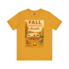 Fall Adventure Awaits T-Shirt | Cozy Autumn Tee for Campers | Vintage Camping Shirt | Unisex Graphic Tee | Outdoor Enthusiast Gift
