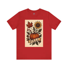 Fall Floral Graphic Tee, Autumn Shirt, Pumpkin Tee, Thanksgiving Gift, Fall Vibes Unisex T-Shirt