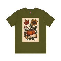 Fall Floral Graphic Tee, Autumn Shirt, Pumpkin Tee, Thanksgiving Gift, Fall Vibes Unisex T-Shirt