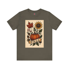 Fall Floral Graphic Tee, Autumn Shirt, Pumpkin Tee, Thanksgiving Gift, Fall Vibes Unisex T-Shirt