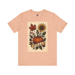 Fall Floral Graphic Tee, Autumn Shirt, Pumpkin Tee, Thanksgiving Gift, Fall Vibes Unisex T-Shirt
