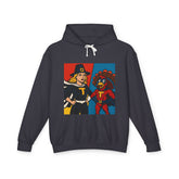 Thanksgiving Heroes Hooded Sweatshirt, Unisex Lightweight Hoodie, Fall Fashion, Family Gatherings, Unique Holiday Gift