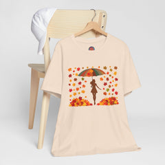 Autumn Umbrella Tee, Cozy Fall Tee, Women's Graphic T-Shirt, Seasonal Casual Shirt, Thanksgiving Apparel, Unique Gift Idea