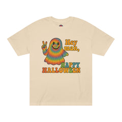 Colorful Halloween Ghost Tee, Fun Halloween Shirt, Unisex Classic T-Shirt, Retro Vibe Apparel, Peace Sign Ghost Tee