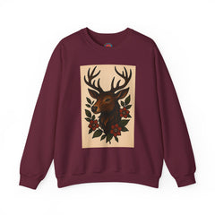 Vintage Deer Floral Sweatshirt, Cozy Unisex Crewneck, Nature Lover Gift, Forest Themed Apparel, Fall Fashion, Boho Style