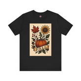Fall Floral Graphic Tee, Autumn Shirt, Pumpkin Tee, Thanksgiving Gift, Fall Vibes Unisex T-Shirt