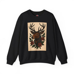 Vintage Deer Floral Sweatshirt, Cozy Unisex Crewneck, Nature Lover Gift, Forest Themed Apparel, Fall Fashion, Boho Style