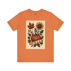 Fall Floral Graphic Tee, Autumn Shirt, Pumpkin Tee, Thanksgiving Gift, Fall Vibes Unisex T-Shirt