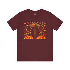 Autumn Umbrella Tee, Cozy Fall Tee, Women's Graphic T-Shirt, Seasonal Casual Shirt, Thanksgiving Apparel, Unique Gift Idea
