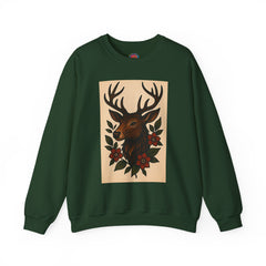 Vintage Deer Floral Sweatshirt, Cozy Unisex Crewneck, Nature Lover Gift, Forest Themed Apparel, Fall Fashion, Boho Style