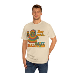 Colorful Halloween Ghost Tee, Fun Halloween Shirt, Unisex Classic T-Shirt, Retro Vibe Apparel, Peace Sign Ghost Tee