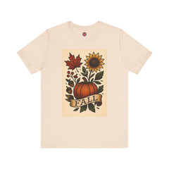 Fall Floral Graphic Tee, Autumn Shirt, Pumpkin Tee, Thanksgiving Gift, Fall Vibes Unisex T-Shirt