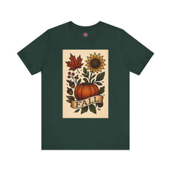 Fall Floral Graphic Tee, Autumn Shirt, Pumpkin Tee, Thanksgiving Gift, Fall Vibes Unisex T-Shirt