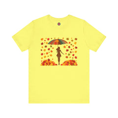 Autumn Umbrella Tee, Cozy Fall Tee, Women's Graphic T-Shirt, Seasonal Casual Shirt, Thanksgiving Apparel, Unique Gift Idea
