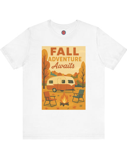 Fall Adventure Awaits T-Shirt | Cozy Autumn Tee for Campers | Vintage Camping Shirt | Unisex Graphic Tee | Outdoor Enthusiast Gift