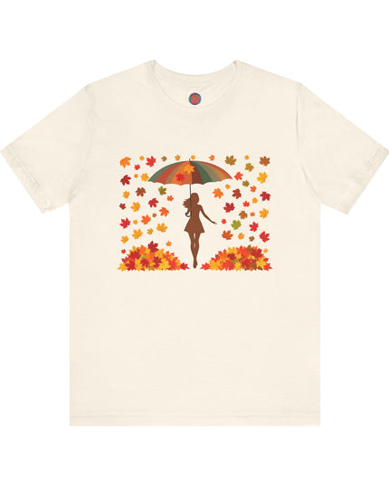 Autumn Umbrella Tee, Cozy Fall Tee, Women's Graphic T-Shirt, Seasonal Casual Shirt, Thanksgiving Apparel, Unique Gift Idea