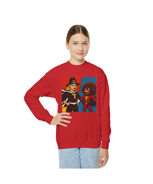 Youth Thanksgiving Crewneck Sweatshirt, Cute Holiday Sweatshirt, Kids Fall Apparel, Thanksgiving Gift, Family Gathering Outfit
