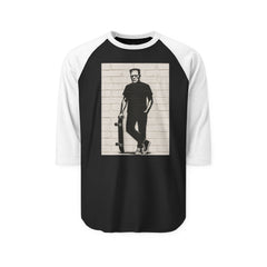 Vintage Halloween Frankenstein Skateboarder Raglan Shirt | Unisex Casual Tee, Skate Design Tee, Gift for Skaters, Retro Style, Streetwear, Perfect for Events