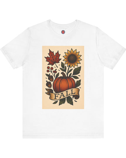 Fall Floral Graphic Tee, Autumn Shirt, Pumpkin Tee, Thanksgiving Gift, Fall Vibes Unisex T-Shirt