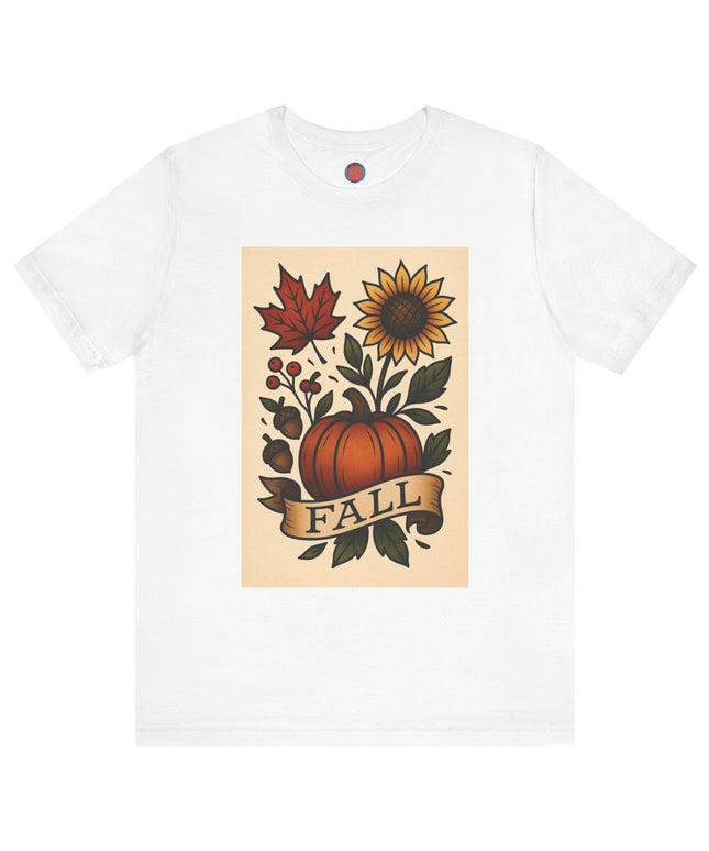 Fall Floral Graphic Tee, Autumn Shirt, Pumpkin Tee, Thanksgiving Gift, Fall Vibes Unisex T-Shirt