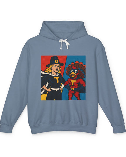 Thanksgiving Heroes Hooded Sweatshirt, Unisex Lightweight Hoodie, Fall Fashion, Family Gatherings, Unique Holiday Gift