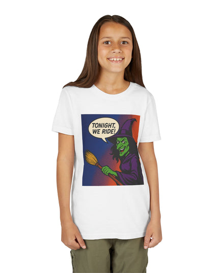 Youth Witch Tee: Halloween Costume, Trick or Treat, Spooky Season, Kid's Graphic Shirt, Fun Halloween Outfit