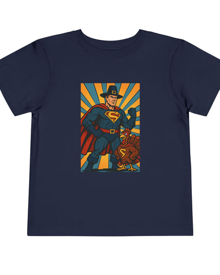 Superhero Toddler Tee, Kids Thanksgiving Short Sleeve Shirt, Fun Graphic Tee, Birthday Outfit, Gift for Little Heroes, Playful Everyday Wear