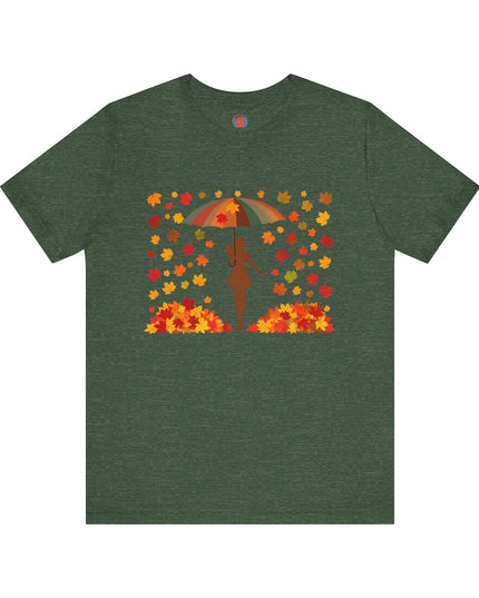 Autumn Umbrella Tee, Cozy Fall Tee, Women's Graphic T-Shirt, Seasonal Casual Shirt, Thanksgiving Apparel, Unique Gift Idea