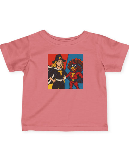 Superhero Themed Infant Tee - Adorable Thanksgiving Baby Shirt, Cute Toddler Outfit, Gifts for New Parents, Kids Party Wear, Birthday Celebration