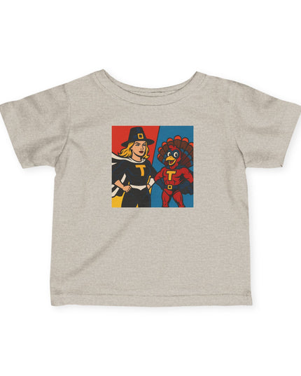 Superhero Themed Infant Tee - Adorable Thanksgiving Baby Shirt, Cute Toddler Outfit, Gifts for New Parents, Kids Party Wear, Birthday Celebration