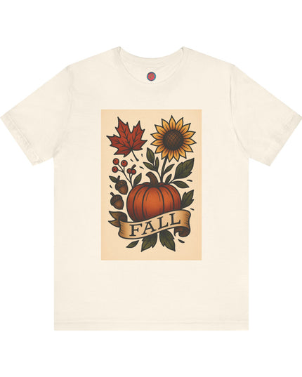 Fall Floral Graphic Tee, Autumn Shirt, Pumpkin Tee, Thanksgiving Gift, Fall Vibes Unisex T-Shirt
