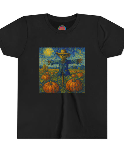 Scarecrow Pumpkin Youth Tee, Autumn Shirt, Halloween Kids Top, Fall Fashion, Scarecrow Artwork Tee