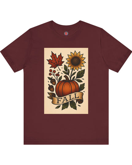 Fall Floral Graphic Tee, Autumn Shirt, Pumpkin Tee, Thanksgiving Gift, Fall Vibes Unisex T-Shirt