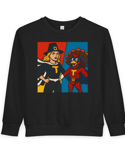 Thanksgiving Toddler Sweatshirt, Cute Holiday Sweater, Kids Fall Apparel, Superhero Turkey Design, Thanksgiving Gift for Kids
