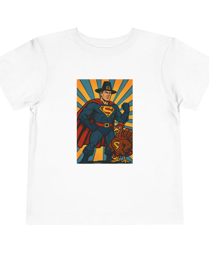Superhero Toddler Tee, Kids Thanksgiving Short Sleeve Shirt, Fun Graphic Tee, Birthday Outfit, Gift for Little Heroes, Playful Everyday Wear