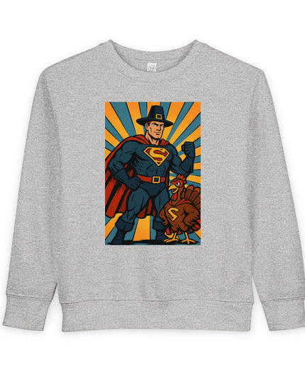 Superhero Thanksgiving Toddler Sweatshirt, Cute Children’s Apparel, Holiday Gift, Cozy Fall Clothing, Kid’s Sweatshirt