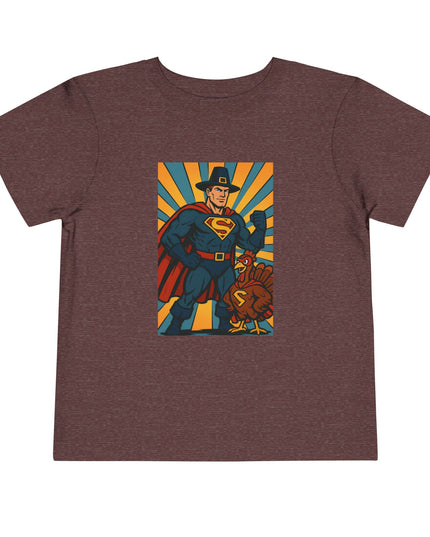 Superhero Toddler Tee, Kids Thanksgiving Short Sleeve Shirt, Fun Graphic Tee, Birthday Outfit, Gift for Little Heroes, Playful Everyday Wear