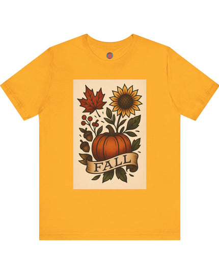 Fall Floral Graphic Tee, Autumn Shirt, Pumpkin Tee, Thanksgiving Gift, Fall Vibes Unisex T-Shirt